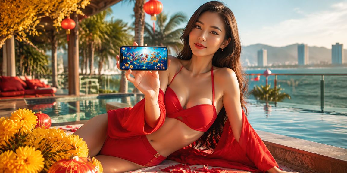 Người chơi game bắn cá trên bãi biển Đà Nẵng với trải nghiệm mobile casino