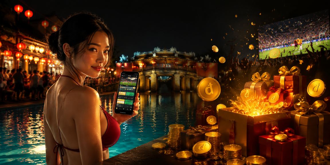 Không khí chợ đêm Hội An và người dùng trải nghiệm ứng dụng casino trên điện thoại